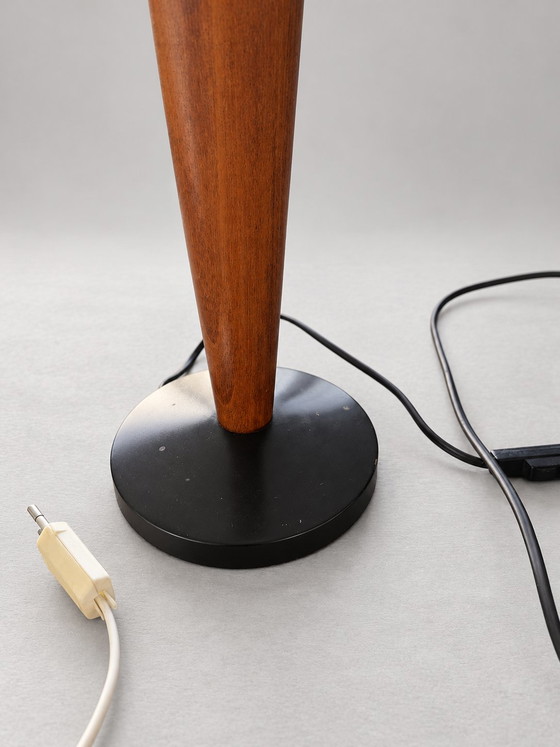 Large Vintage Philips Table Lamp with Opaline Glass Shade & Wooden Base – 1980s (photo 7 of 8)