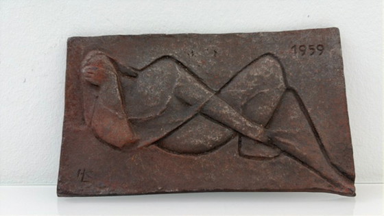 Kurt Lehmann Gusseisen Wandrelief Die Ruhende 1959 – Bildhauerei, Iron (photo 2 of 14)