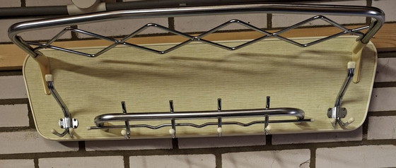 Vintage Mid-Century Wall Coat Rack Chrome & Formica, 1950s/60s, Wood, Silver (photo 5 of 5)