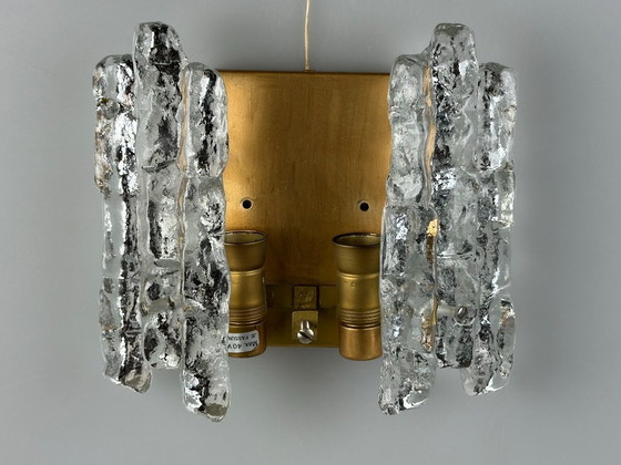 Image 1 of 60s 70s ice glass wall lamp Aplique de J.T. Kalmar Austria Design