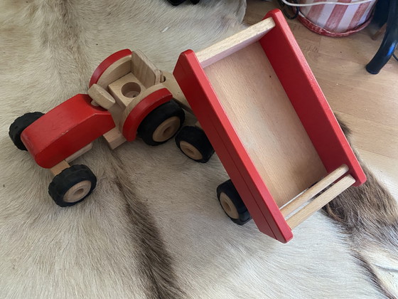 Image 1 of Holzspielzeug Traktor mit Hänger 