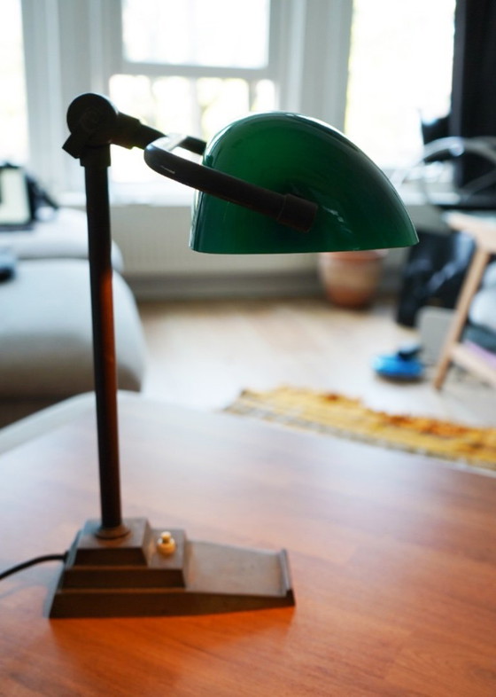 Image 1 of Art Deco Table Lamp ASTAX / Vintage Banker's Lamp / Classic Desk Lamp / Notary Lamp