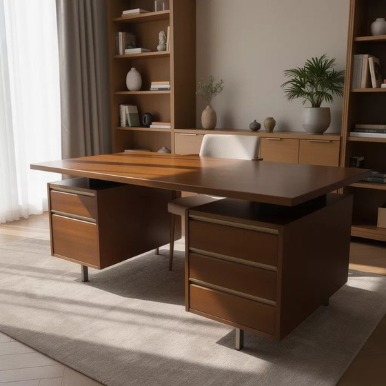 Image 1 of Scrivania in teak di metà secolo degli anni '60 con piano sospeso