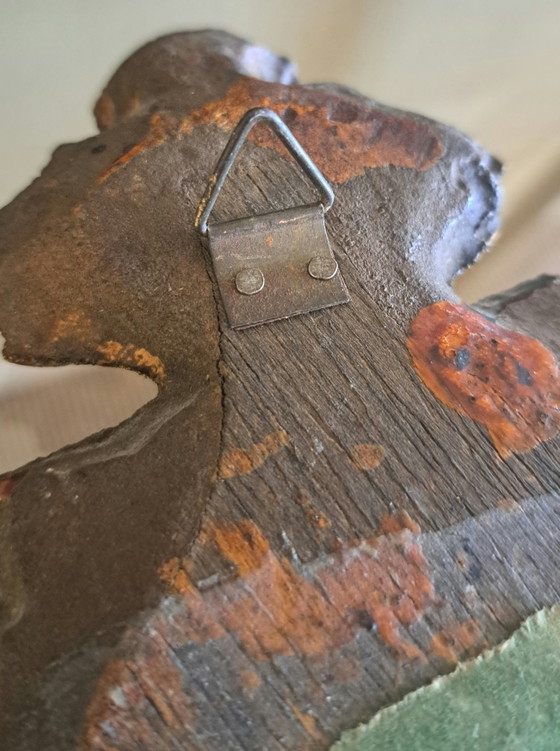 Image 1 of Espejo de pared antiguo de madera con pátina dorada