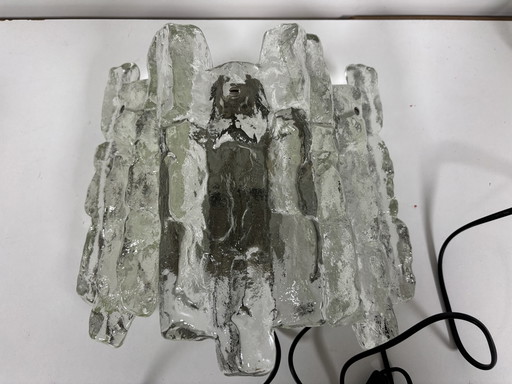 Lampe à baguette ijsglas, sur porte double J.T. Kalmar à Oostenrijk, jaren 60 sur 70.