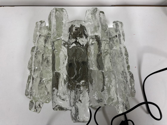 Image 1 of Lampe à baguette ijsglas, sur porte double J.T. Kalmar à Oostenrijk, jaren 60 sur 70.