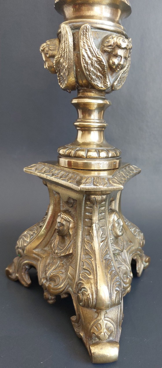 Image 1 of Candelabro da cappella in bronzo del XIX secolo
