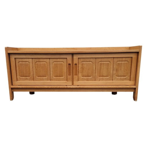 Vintage sideboard in light oak, Guillerme and Chambron