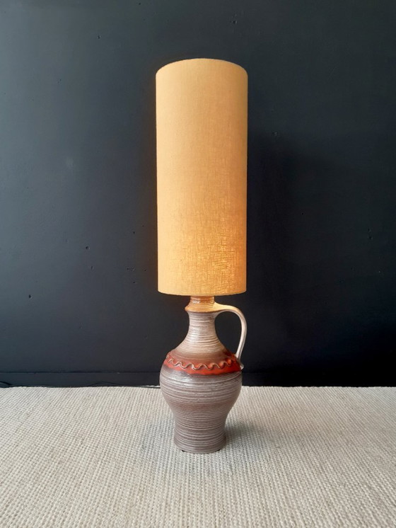 Image 1 of Lampadaire vintage de l'Allemagne de l'Ouest avec abat-jour unique fait à la main par nos soins
