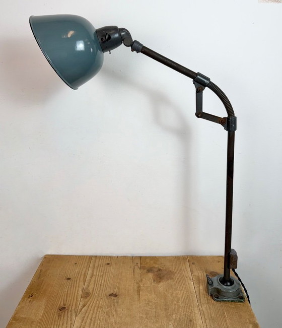Image 1 of Industrial Grey Enamel Workshop Table Lamp from Siemens, 1950s