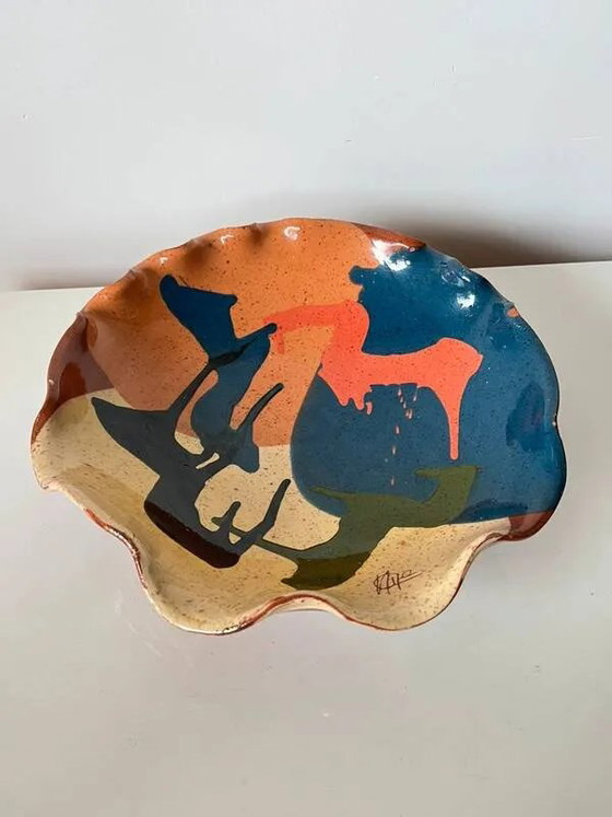 Abstract glazed ceramic fruit bowl / bowl / fruit basket – Porcelain, Memphis (photo 7 of 12)