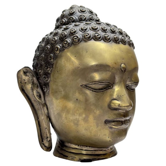 Cabeza de Buda Bronce – Dorada Antigua – Asia del Sur/Sudeste – Lote 467 – Esculturas, Bronze (photo 2 of 13)