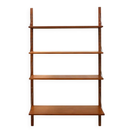 Breites Teakholz-Wandsystem im dänischen Design – wandrek, Brass, Mid Century Modern
