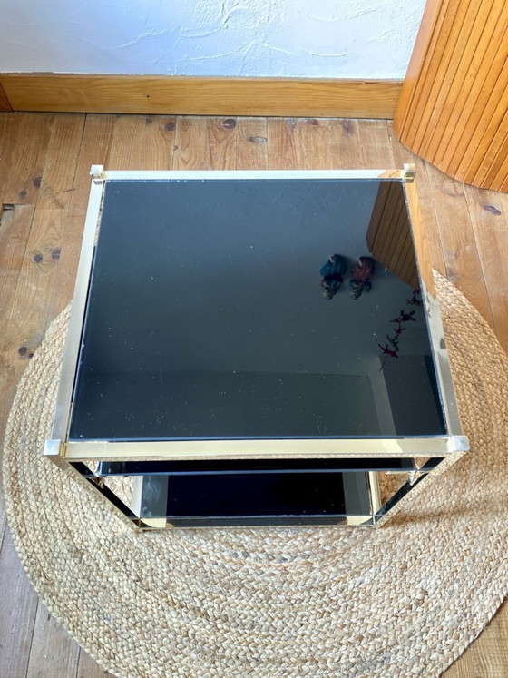 Image 1 of Gold-plated metal side table, in the style of the Jansen company, 1970s