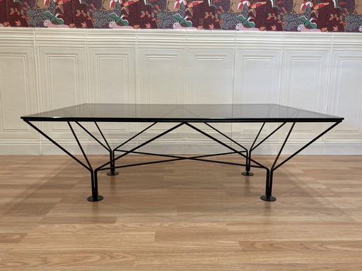 Glass and metal design coffee table.