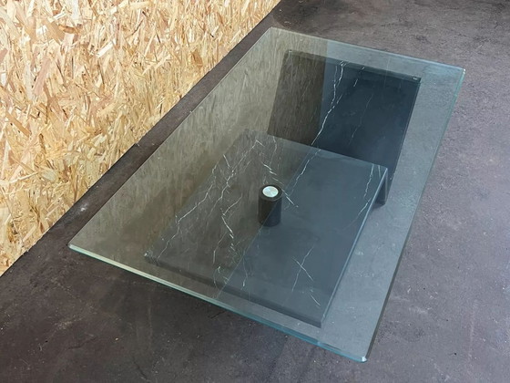 Image 1 of 60s 70s marble table coffee table glass table marble space age design