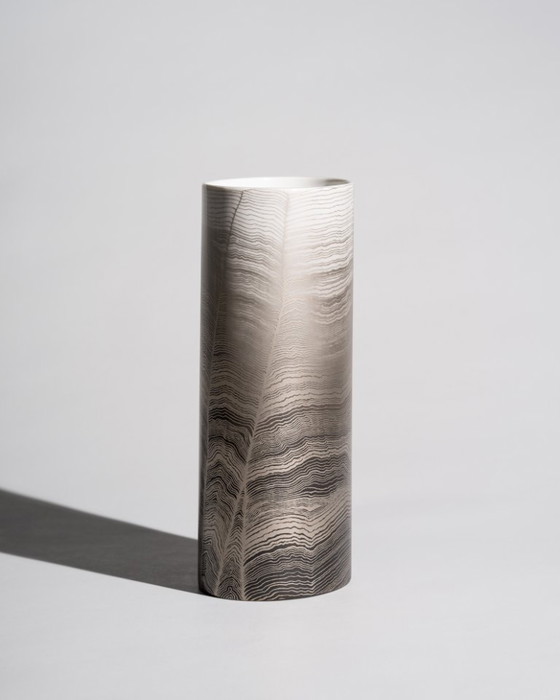 Image 1 of Glam Chic Vintage Rare Alain Le Foll × Rosenthal "Chiffon" Porcelain Vase H 24cm