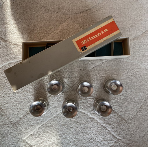 6x Gero zilmeta RVS vintage eierdopjes nieuw in doos