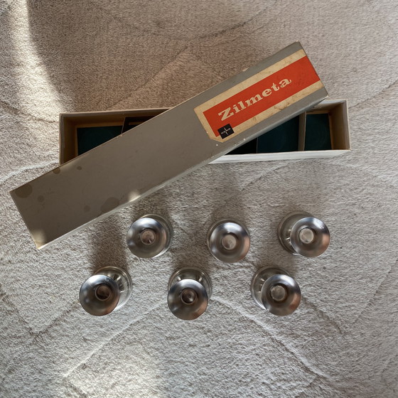 Image 1 of 6x Gero zilmeta RVS vintage eierdopjes nieuw in doos