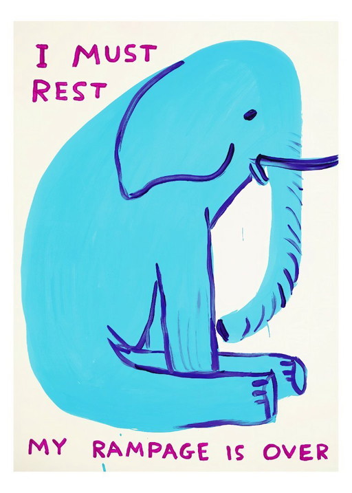 Ich muss bleiben. Mein Amoklauf ist vorbei. – David Shrigley – Poster 50 × 70 cm