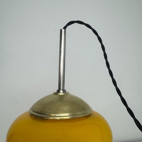 Image 1 of Vintage 1970s Orange Opaline Pendant Light