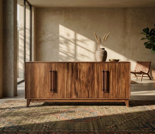 Luxury Japandi sideboard | Solid rain tree wood | 198cm |