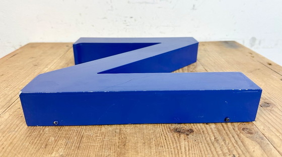 Image 1 of Vintage Blue Iron Facade Letter Z, 1970s