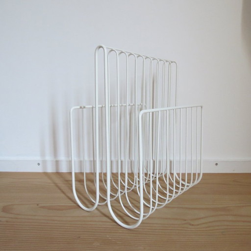 Vintage White Metal Magazine Rack 1990s