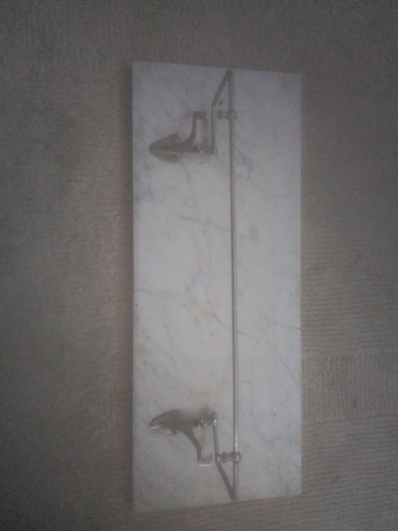 Robinet de Lavabo Vintage Scheer Facette, Objets déco, Marbre, Chrome, Blanc (photo 5 sur 5)