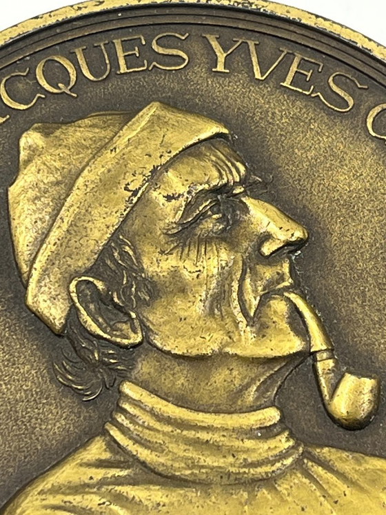 Kommandant Jacques-Yves Cousteau Medaille von R. Duboc, Robert Laffont, Dekorative Objekte, Bronze, Gold (Foto 4 von 9)