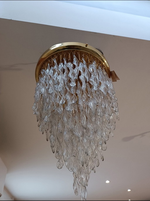 Murano crystal waterfall chandelier 1970s