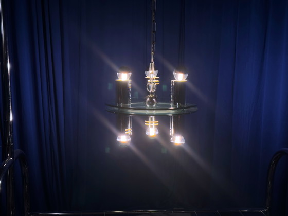 Image 1 of Vintage plafondlamp chroom Sputnik Italië jaren 70 Space Age Brutalis