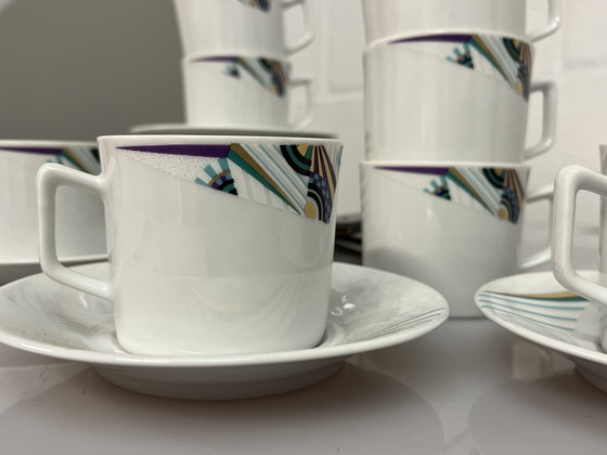 Image 1 of Set Of 12X Cup And Saucer Seltmann Weiden, Bavaria, W. Germany, Memphis Decor