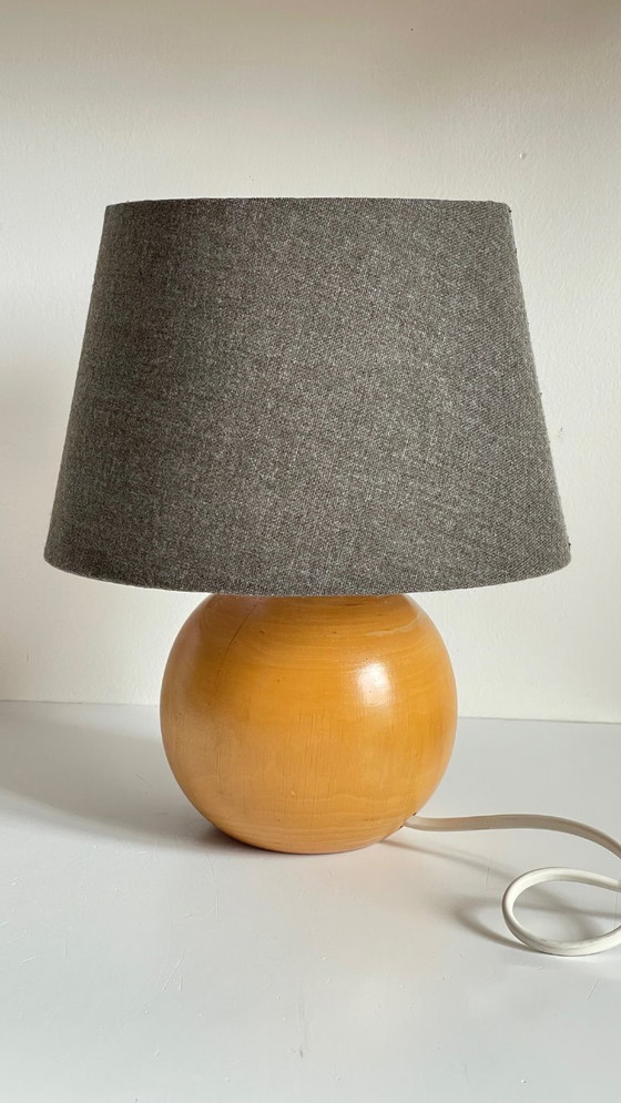 Image 1 of LAMPE Boule Bois Massif ANNEES 70