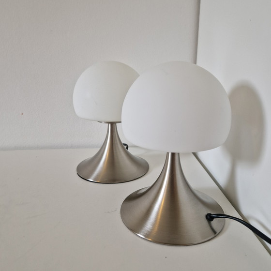 Image 1 of Set di 2 lampade a fungo vintage con luci notturne a sfioramento