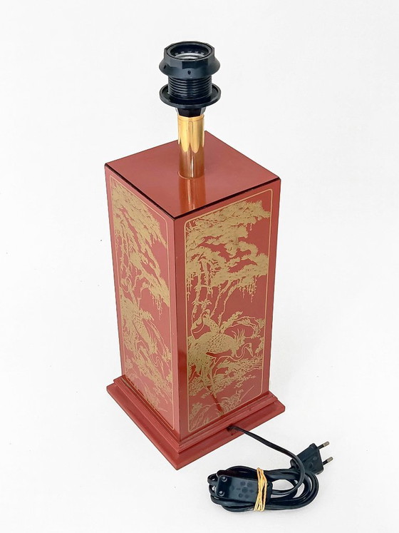 Chinoiserie Table Lamp Claude Mahey – Textile, Vintage (photo 13 of 15)