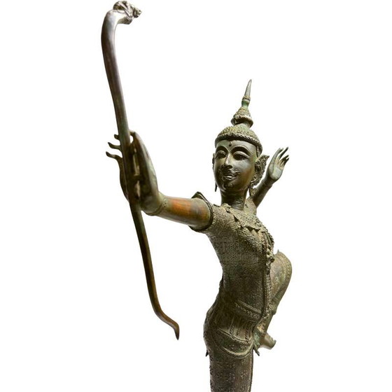 Antiek bronzen Rama beeld uit Thailand – krachtige hofstijl met beweging – lot 464 – Beeldhouwkunst, Wood (photo 9 of 25)