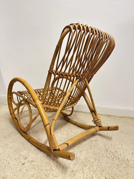 Image 1 of Bambus Rattan Schaukelstuhl