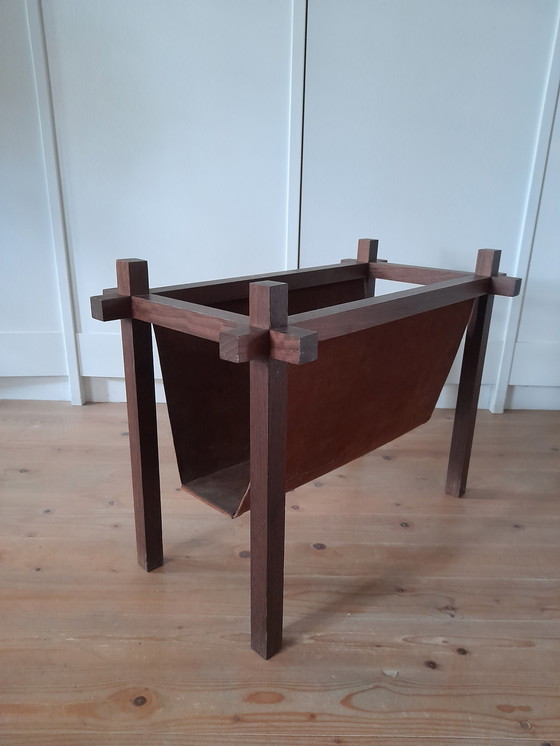 Image 1 of Portariviste danese Skjøde Skjern in teak e pelle scamosciata