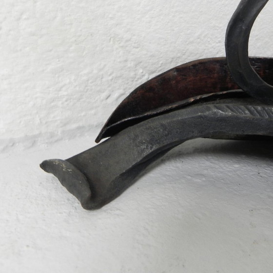 Image 1 of Art Nouveau paraplustandaard in staal en koper, handgesmeed, jaren 20