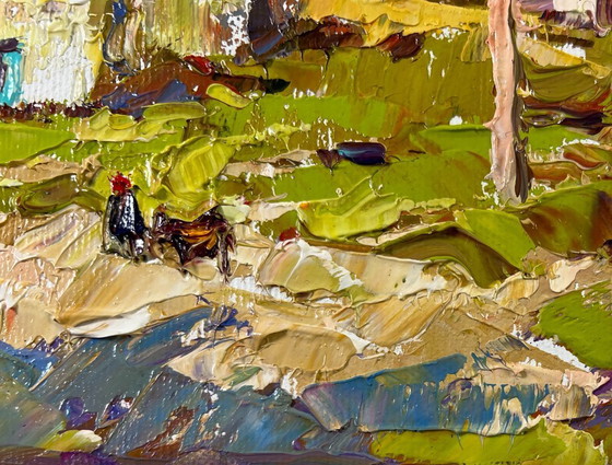 Image 1 of Original Oil Painting Day House Landscape Eastern motif
