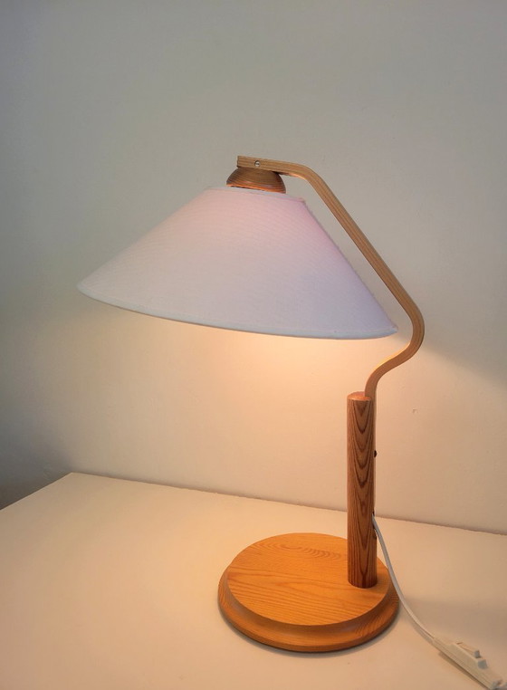 Image 1 of Lampada da tavolo vintage in pino di Solbackens AB, Svezia 1970