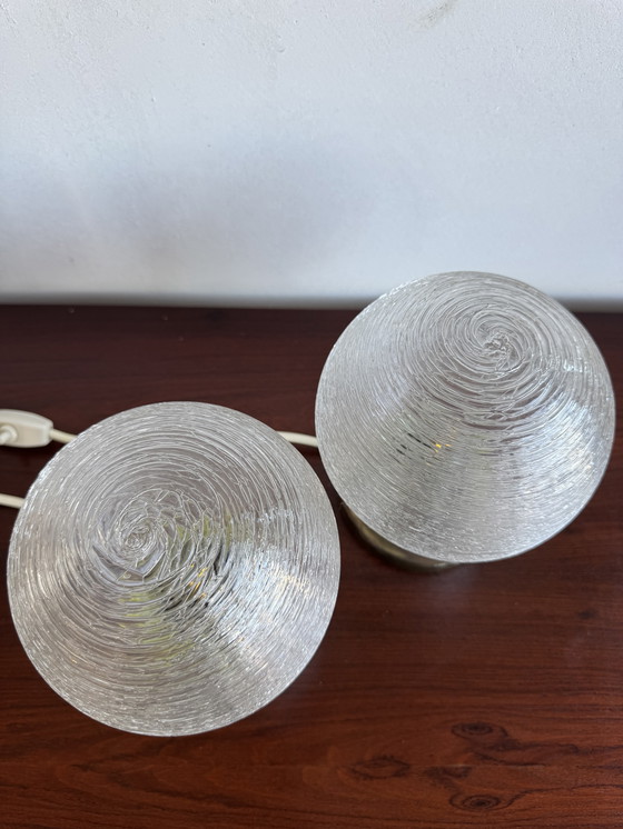 Image 1 of Pair of Doria Leuchten Table Lamps – Textured Globe Elegance