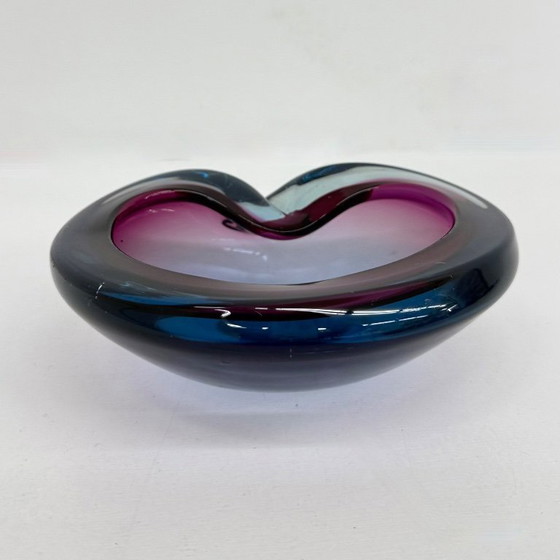Image 1 of Set of 3 murano summerso pink glass bowls , 1970s