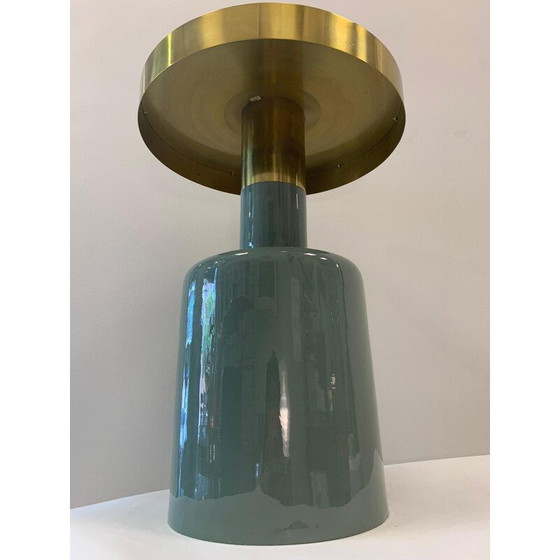 Image 1 of Vintage side table in glossy jade and gold color