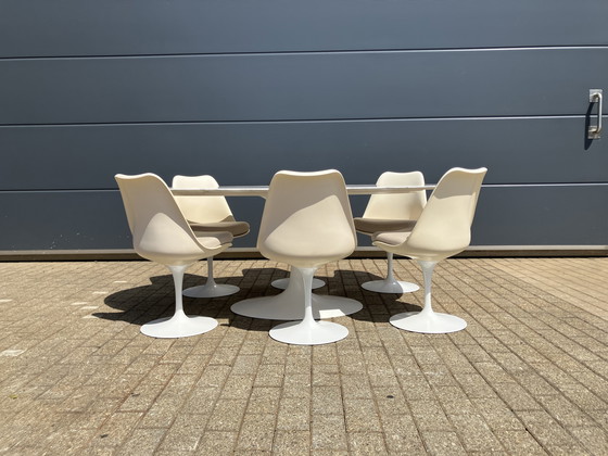Image 1 of Tavolo ovale Knoll Tulip originale e 6 sedie Knoll Tulip in ottime condizioni!