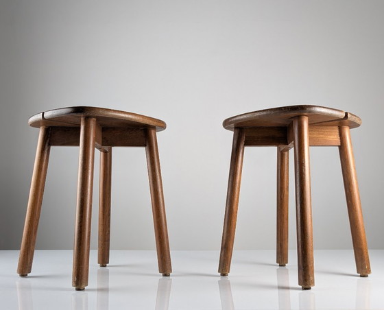 Image 1 of Coppia di sgabelli in legno di Pierre Gautier Delaye, Francia, anni '60
