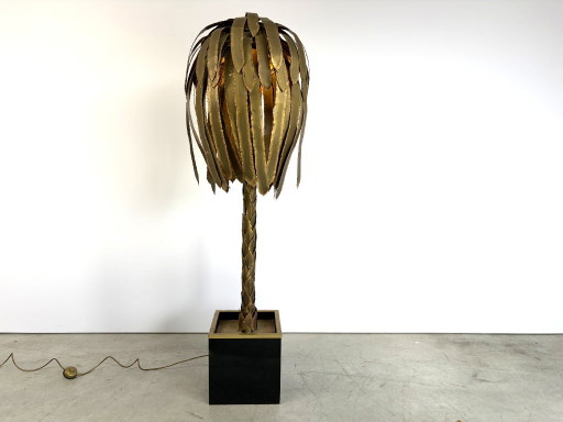 Lampadaire palmier en laiton de Maison Jansen, années 1970