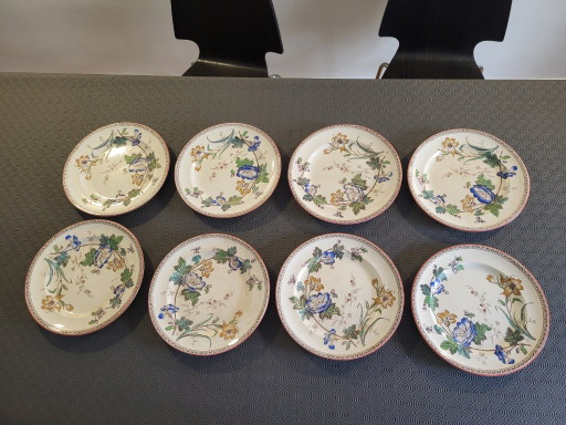Seltenes Set viktorianischer Brownfield & Sons "Texas"-Teller, England, um 1880 (8) – tafelwaar, Ceramic