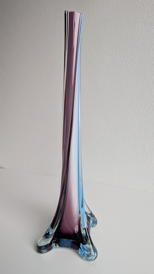 Vintage Murano Style Sommerso Vase – Purple & Blue – 1960s/1970s – 30 cm
